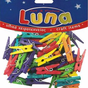 Ξύλινα Μανταλάκια Χρωματιστά Luna 25mm 45τμχ