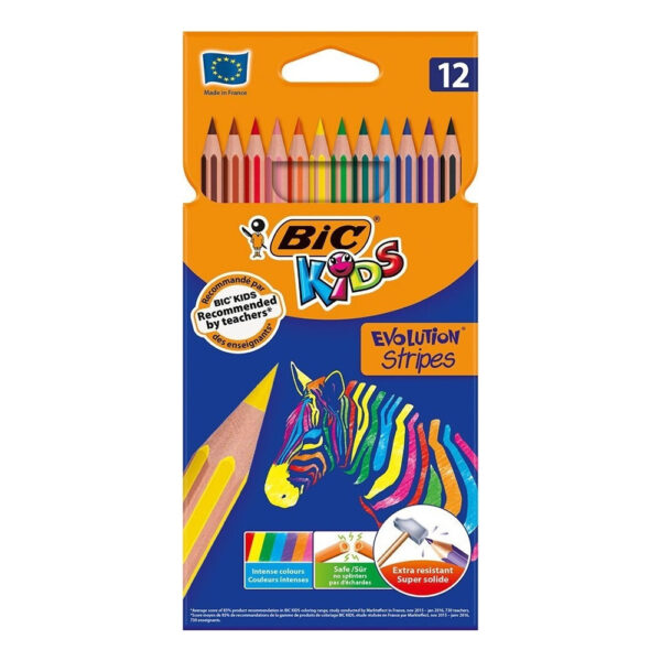 Ξυλομπογιές Bic evolution stripes σετ 12 τμχ